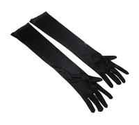 EWUHYFP 2pair Women's Evening Party Formal Gloves Solid Satin Long Finger Mittens For Events Activities Red White Rose Color Cosplay(Black)