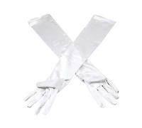 EWUHYFP 2pair Women's Evening Party Formal Gloves Solid Satin Long Finger Mittens For Events Activities Red White Rose Color Cosplay(White)