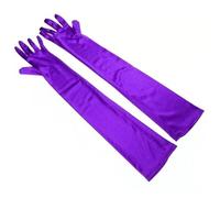 EWUHYFP 2pair Women's Evening Party Formal Gloves Solid Satin Long Finger Mittens For Events Activities Red White Rose Color Cosplay(Purple)