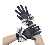 EWUHYFP 3pair Camellia Vintage Black Short Satin Gloves Stage Banquet Bridal Accessories Modeling Photographic(Black D)