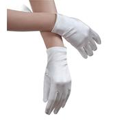 EWUHYFP 3pair Women's Wedding Dress Gloves Retro White Short Elastic Satin Banquet Party Bridal Accessories Dance Performance(White)