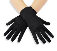 EWUHYFP 3pair Women's Wedding Dress Gloves Retro White Short Elastic Satin Banquet Party Bridal Accessories Dance Performance(Black)