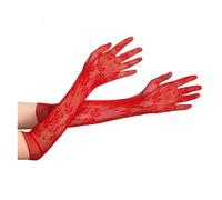 EWUHYFP 4 Pair Wedding Lace Mesh Gloves Ladies White Wrist Women Large Bow Knot Marriage Glove Evening Party Cosplay Accessories(F - red)