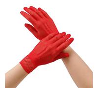 EWUHYFP 5 Pair Fishnet Mesh Glove Fashion Women Lady Protection Lace Elegant Style Gloves Black And White(Red)