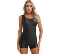 EWUHYFP Body brillante sin mangas for gimnasia, Yoga, deporte, Boyleg, Pilates, aeróbic, danza, leotardo, gimnasio, culturismo, entrenamiento, ropa de juego(Black,L)