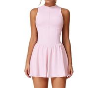 EWUHYFP Body for Pilates for mujer, conjunto de mono Yoga, vestido Sexy antideslumbrante una pieza for baile, Ballet, deportes, gimnasio, Push Up, correr y tenis(Mousse Powder,L)