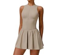 EWUHYFP Body for Pilates for mujer, conjunto de mono Yoga, vestido Sexy antideslumbrante una pieza for baile, Ballet, deportes, gimnasio, Push Up, correr y tenis(Linen color,L)
