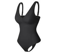 EWUHYFP Body Moldeador Body moldeador de cintura for mujer, tanga, corsé, escote en V profundo, ropa interior adelgazante, sujetador incorporado, camisolas, tops(Black,L)