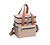 EWUHYFP Bolsa térmica multifuncional de doble capa for el almuerzo, gran capacidad, for viaje, picnic, con correa for hombro(Beige)