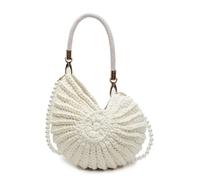 EWUHYFP Bolso de Mano Tejido Calado Bolso bandolera con cadena de perlas y concha caracol, bolso for mujer tejido a crochet, mano compacto elegante