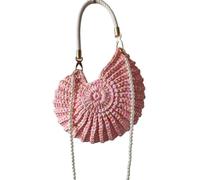 EWUHYFP Bolso de Mano Tejido Calado Bolso bandolera con cadena de perlas y concha caracol, bolso for mujer tejido a crochet, mano compacto elegante