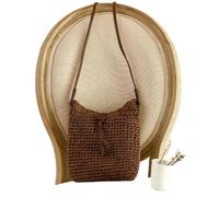 EWUHYFP Bolso de Mano Tejido Calado Bolso de hombro viaje for mujer, bolso playa ratán, paja tejido a mano, verano, cruzado mimbre