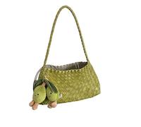 EWUHYFP Bolso de Mano Tejido Calado Bolso de mujer PU tejido a mano, tipo canasta verduras, estilo velero, informal, for vacaciones, bandolera