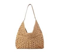 EWUHYFP Bolso de Mano Tejido Calado Bolso de playa paja tejido a mano for mujer, grande, for vacaciones verano, bolso hombro informal, compras for festivales