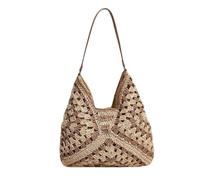 EWUHYFP Bolso de Mano Tejido Calado Bolso de playa paja tejido a mano for mujer, grande, for vacaciones verano, bolso hombro informal, compras for festivales