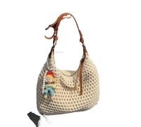 EWUHYFP Bolso de Mano Tejido Calado Bolso de viaje paja tejido a mano gran capacidad for mujer, bolso hombro playa, verano, for, viajes, trabajo, ropa