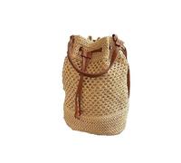 EWUHYFP Bolso de Mano Tejido Calado Bolso tejido for mujer, moderno bolso tipo cubo, de verano, paja, for playa, bandolera un solo hombro