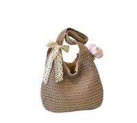 EWUHYFP Bolso de Mano Tejido Calado Bolsos de hombro ratán moda for mujer, bolsos tejidos for, paja gran capacidad for playa verano, mano casuales