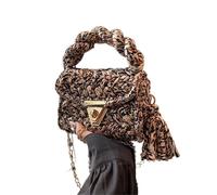 EWUHYFP Bolso de Mano Tejido Calado Elegante bolso bandolera de crochet con borlas for dama, hecho a mano, moderno hombro texturas trenzadas