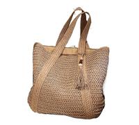 EWUHYFP Bolso de Mano Tejido Calado Elegante bolso de mano tejido paja for mujer, informal, verano, for playa, con asa superior, gran capacidad, a la moda, for hombro