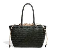 EWUHYFP Bolsos De Cuero Tejido Bolso de hombro vintage cuero tejido for mujer con bolsillo interior, bolso mano ratán Compras(Dark Green B)