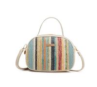 EWUHYFP Bolsos Tejidos Crochet Bolso bandolera pequeño de ratán tejido con cadena paja for mujer, ideal for playa y for llevar al hombro(Blue yellow)