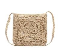 EWUHYFP Bolsos Tejidos Crochet Bolso De Mano Paja Con Flores For Mujer, Gran Capacidad, Crochet Y Tejido Hueco(Beige)