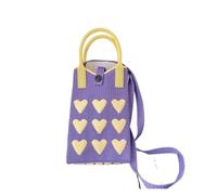 EWUHYFP Bolsos Tejidos Crochet Bolso de punto reutilizable hecho a mano for mujer, bolso muñeca gran capacidad for teléfono(Purple-yellow)