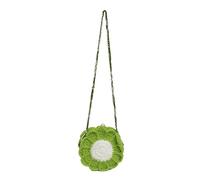 EWUHYFP Bolsos Tejidos Crochet Mini bolso de mano punto con estampado girasoles for mujer, tejido cadena, bandolera for el hombro(Green)