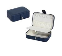 EWUHYFP Caja de joyería portátil Organizador Joyas Exhibidor Estuche Viaje Cajas Almacenamiento Cuero con Botones Cremallera Joyeros(Dark Blue)