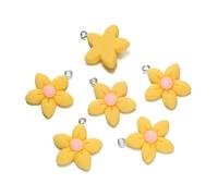 EWUHYFP Charm De Llavero 5Pcs Colored Resin Cute Flower Shape Charm Pendant for DIY Handmade Beaded Keychain Necklace Jewelry Making Accessories(Yellow)