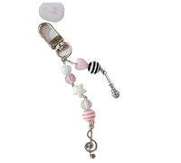 EWUHYFP Charm De Llavero Amuletos de teléfono, llavero Radio y guitarra rosa, colgante micrófono, bolsa, cordón for, accesorio bonito for mujeres, joyería(K-microphone-B)