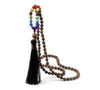 EWUHYFP Collar de piedra for hombre, collares 6mm con 108 cuentas, joyería colgante borla(Brown02)