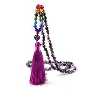 EWUHYFP Collar de piedra for hombre, collares 6mm con 108 cuentas, joyería colgante borla(Purple01)