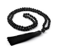 EWUHYFP Collares de piedras 6mm, 108 cuentas, collar borlas piedra pino, joyería moda for mujeres y hombres(Black03)