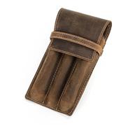 EWUHYFP Estuche Cuero Estuche Organizador de Cuero Hecho a Mano con 1/2/3 Ranuras for bolígrafos Bolsillo for Adultos, Oficina, Escuela, Estilo Retro Vintage(3 Slots)