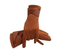 EWUHYFP Guantes de Gamuza for Mujer, Invierno, Terciopelo, cálidos, Estilo Comercial, con Lazo, for Pantallas táctiles, for Montar a Caballo y Conducir(Caramel Color)