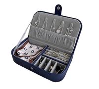 EWUHYFP Joyero Organizador De Joyas Portátil Estuche Viaje For Cuero For Exhibir Aretes, Collares Y Anillos Caja Almacenamiento For(Dark Blue)