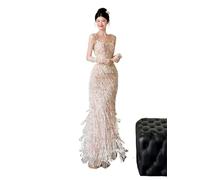 EWUHYFP Long Svel Women's Evening Gown With Tassel Detail Wedding Reception Dr High Waist Sle Formal Wear(Xl)