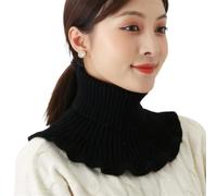 EWUHYFP Multicolor Knitted Fake Collar Scarf Women Warm Turtleneck Detachable False Winter Windproof With Wooden Ear(Black)