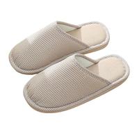 EWUHYFP Pantuflas De Hombre Zapatillas de casa básicas planas con estampado rayas for hombre y mujer, talla grande 46-47, for otoño e invierno(Khaki,Mark36-37(fit35-36))
