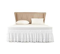 EWUHYFP Practical Elastic White Fringed Bed Skirt Ruffled Stretchable Under-Bed Covering Romantic Dust-Proof Bedspread Room(54Inx75In)
