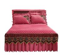 EWUHYFP Quilted Bed Skirt Winter Warm Thicken Velvet Bedspread King Good Hand Feeling Not Included Pillowcase(Color-6,1pc Skirt 180x200cm)