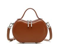 EWUHYFP Slouchy Tote Bag Mini Bag Women's Oil-wax Cowhide Leather Apple-Shaped Handbag Unique Design For Commuting Bolsa De La Compra(Brown)