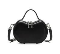 EWUHYFP Slouchy Tote Bag Mini Bag Women's Oil-wax Cowhide Leather Apple-Shaped Handbag Unique Design For Commuting Bolsa De La Compra(Black)