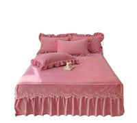 EWUHYFP Solid Color Autumn and Winter Embroidered Bed Skirt Single Piece Princess Style with Thickened, No Pillowcase(Western Powder,150x200cm 1pcs)