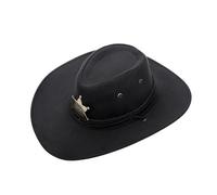 EWUHYFP Sombrero Cowboy Gorra de gamuza sintética con diseño estrella seis puntas y ala ancha for mujer hombre, estilo vaquero vaquera Retro(Color 1)