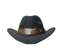 EWUHYFP Sombrero Cowboy Sombrero de vaquero ala ancha lana vintage for mujer y hombre, gorra vaquera con bombín Retro(Black,Plus Big size 61cm)