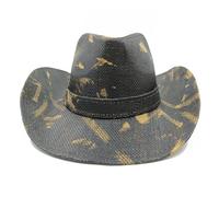 EWUHYFP Sombrero Cowboy Sombrero de vaquero verano, sombrero for el sol, negro, paja, playa for hombres y mujeres Retro(Color16)