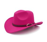 EWUHYFP Sombrero Cowboy Sombrero vaquero occidental de ala ancha lana vintage con banda cuero color café y bombín vaquera Retro(Rose,54cm)